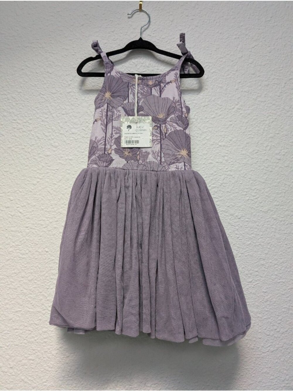 Kate Quinn Organic Cotton Gauze Large Purple Poppies Tulle Dress 2T California